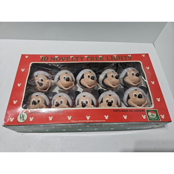 Vintage Walt Disney Mickey Mouse Novelty Christmas Tree Lights w/Box - Picture 1 of 14